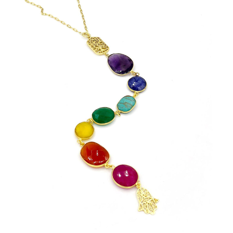 7 Chakra Double Snake Kundalini Articulated Necklace - Gypsy Belles